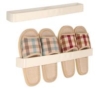 BELLE VOUS (2 Pack Beige Wall-Mounted Shoe Racks - Plastic Adhesive Hanging Door Storage Holder for Shoes/Slippers - Closet/Entryway Organiser Shelf