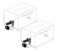 Belle Vous 2 Pack Clear Plastic Suggestion Box with Lock - L11.5 x W16 x H10cm / 4.53 x 6.30 x 3.94 Inches - Large Comment, Ballot, Donation, Collection, Key Drop, Business Cards & Ticket Container
