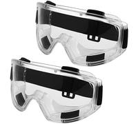 BELLE VOUS 2 Pack of Clear Lens Safety Goggles - Anti-Fog and Anti-Scratch Lens Impact Resistance Eye Glasses - Adjustable Vented Eyewear for Protection in Lab Work, Grinding & DIY - Men & Women