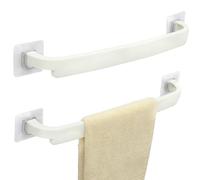 Belle Vous (2 Pack) Plastic Self-Adhesive Towel Holder Rails - 45cm/17.7 Inches Long - Wall-Mounted Storage Bars for Bathroom & Kitchen - No Drilling