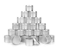 Belle Vous 24 Pack Metal Candle Making Tins with Lids - 120ml / 4 oz Reusable Round Containers - Mini Storage Jars for DIY Candle Making, Arts and Crafts, Travel/Camping, Parties, and More