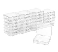 BELLE VOUS 24 Pack Small Plastic Containers - Clear Plastic Storage Box with Lid - L7.2 x W6.3 x H1.7cm / 2.83 x 2.48 x 0.67 Inches - Mini Container Boxes for Pills, Beads, Jewellery & Craft Items