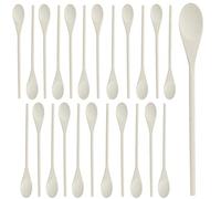 Belle Vous 24 Pack Wooden Cooking Spoon Set - 30cm Unfinished Cookware Utensil Spoons for Cooking, Kitchen, Mixing, Baking, Serving & Stirring, Personalized Engraved Wood Burning