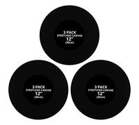 Belle Vous 3 Pack Black Round Canvas Panels 12 inches - Primed Cotton Canvas for Acrylic, Oil Painting, Sketching