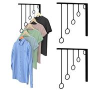 BELLE VOUS 3 Pack of Wall-Mounted Metal Garment Racks - 30.5 x 28.5cm/12.01 x 11.22 Inches Industrial Clothes Hanger Rails - Heavy-Duty Space-Saving Hanging Clothes/Coat Storage Racks