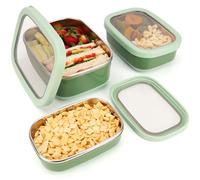 BELLE VOUS (3 Pack Stainless Steel Food Containers with Anti-Slip Exterior - Bento Lunch Storage Boxes - Microwave Dishwasher & Freezer Safe