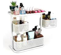 BELLE VOUS 3-Tier Rotating Makeup Organiser - White Beauty & Perfume Organiser - Perfume Storage Stand/Makeup Desk Organiser with Rotating Shelves