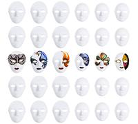 BELLE VOUS 30 Pack White Paper Mache Mask - 2 Size Masks for Men & Woman - Paintable Blank Full Face DIY Art & Craft Pulp Masks - Masquerade, Cosplay, Mardi Gras, Halloween & Party Decorations