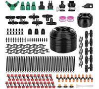Belle Vous 340-Piece Garden Irrigation System Kit -180ft/50m Drip Irrigation Hose and Adjustable Nozzle Sprayers - Automatic Garden Watering/Misting System for Greenhouse Lawn Flowerbed & Patio Plant