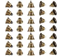 BELLE VOUS 35 Pack Vintage Bronze Craft Jingle Bells - 40 x 35mm - Mini Hanging Bells for DIY Crafts, Decorations, Christmas, Weddings, Jewellery, Wind Chimes and Dog Potty Training/Housebreaking