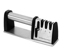 Belle Vous 4-in-1 Manual Knife Sharpener - 4 Stage Manual Sharpener Accessory - Diamond, Tungsten, Ceramic & Carbide Sharpeners for Straight Knives or Scissors - Repair/Polish