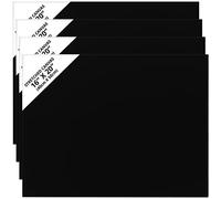Belle Vous 4 Pack Blank Black Canvas - 40 x 50cm (16 x 20 inches) - Pre Stretched Canvas Panel Boards - Suitable for Acrylic and Oil Painting Also for Sketching and Drawing