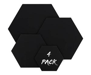 Belle Vous 4 Pack Blank Canvas- Pre Stretched Canvas Panel Boards - Suitable for Acrylic and Oil Painting Also for Sketching and Drawing (Hexagon-Black, 4 Pack, 25 x 30 cm)