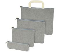 Belle Vous (4 Pack) Grey Zipper Bags - Multi-Sized Storage Pouches with Handle - Organisers for Makeup, Cosmetics, Tools & DIY Craft Supplies