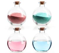BELLE VOUS 4 Pack Spherical Glass Bottles - Clear Round 240ml Potion Bottle With Cork Stopper - Storage Container Jars for DIY Art Decoration, Crafts, Bath Salts, Party Favors & Wedding Decorations