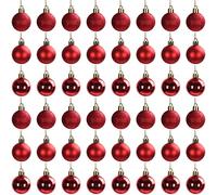 Belle Vous 48 Pack Red Christmas Baubles - 3cm/1.18 Inches Baubles - 16 each of Glitter, Gloss & Matte Finishes with String for Christmas Tree Decorations, Xmas Party Decor - Ball Hanging Ornaments