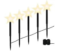 BELLE VOUS 5 Pack of Christmas Star Garden Stake Lights - 36cm/14.17 Inches Outdoor LED Pathway Lights - Festive Xmas Decoration for Yard, Walkway or Patio - Battery Operated Star Lights