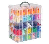 BELLE VOUS 5-Tier Craft Storage Box with 50 Compartments - Plastic Organiser Box for Medicine, Craft Supplies, Beads & Jewellery - Lego Storage Drawer