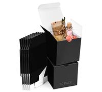Belle Vous 50 Pack Black Kraft Gift Boxes - Box Measures 7.5 x 7.5 x 7.5cm (3 x 3 x 3 inches) - Easy Assemble Square Presentation Favour Present Box - Parties, Birthdays, Weddings, Holidays