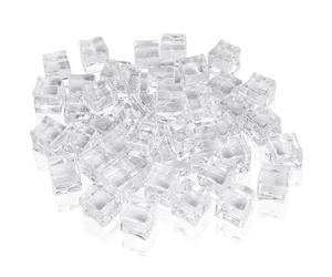 Belle Vous 50 Pack of Clear Fake Ice Cubes - 20mm Acrylic Ice Rocks - Artificial Plastic Ice Gems for Home/Wedding Display, Vase Filler, Centrepiece Decoration, Photography Props and Kitchen Decor