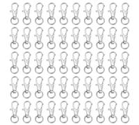 Belle Vous 50 Pack Silver Metal Mini Swivel Lobster Clasps - 33mm in Length - Premium Lanyard Snap Key Hooks - Hook for Rings, Zippers, Crafts, Clips, Jewellery, Chains and Keychains