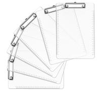 Belle Vous 6 Pack of Clear Plastic Clipboards - 22.5 x 32.3cm / 8.85 x 12.7 Inches - Strong & Durable A4 Size Writing Clipboard with Low Profile Clip - Document, Letter & Memo Holder for Home & Office