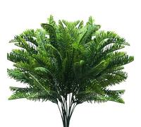 BELLE VOUS 6 Pack Plastic Artificial Faux Hanging Boston Fern Plants - Outdoor/Indoor Fake Greenery Ferns for Home, Garden, Vine Wall Basket, Bushes/Shrubs, Wedding Garland and Office Decor