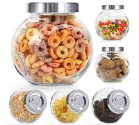 BELLE VOUS 6 Pack Round Clear Glass Storage Jars with Lids - 480ml / 17oz Jam Jar Set - Mason Bottles for Herbs, Spices, Baby Food, Yogurt, Jelly and Honey - Favours for Weddings