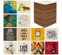 Belle Vous 60 Pack Unfinished Blank Wood Squares - L7.5 x W7.5cm/3 x 3 Inches - Square Wooden Tile Pieces - Cutouts for Painting, Pyrography Burning, DIY Coasters, Art Decorations & Craft Projects