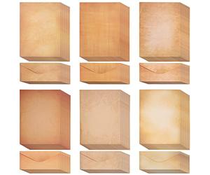 Belle Vous 60 Pack Vintage Stationery Writing Paper with Envelopes - 60 Classic Aged Sheets, 60 Matching Envelopes - Antique-Style Printing Paper for Invitations, Crafting, Letter Writing, and More