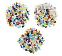Belle Vous 600 Pack/480g Mosaic Mixed Coloured Tiles in 3 Shapes - Diamonds (2 x 1.2cm), Triangles (1.5 x 1.5 x 1.5cm) & Squares (1 x 1cm) - Assorted Stained Glass for Art & Crafts, Home Decoration
