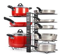 Belle Vous 8-Tier Pot and Pan Organiser for Cupboard Storage - Adjustable Saucepan Storage Organiser - Pot Stand, Pan Holder or Saucepan Lid Storage