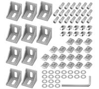 Belle Vous 81-Piece 4040 Series Aluminium Corner Bracket and Connector Set - 40 x 40mm, 8mm Slot - Silver L-Shape Extrusion Profile Connectors & T Nuts/Screws - Right Angle Joint Mounting Brackets