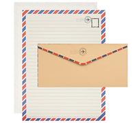 Belle Vous 96 pcs Writing Stationery Paper with Envelopes - 48 Premium Letter Size Sheets, 48 Envelopes - Vintage Travel-Style Paper Set for Invitations, Letter Writing, Thank You Letters, and More