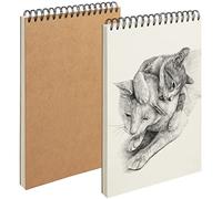 Belle Vous A4 Spiral Bound Sketch Book with 46 128gsm Sheets (2 Pack) - 21 x 29.5cm/8.27 x 11.61 Inches - Water Colour Notebook Pad & Artist Sketchbook with Cover - White Paper for Drawing & Painting