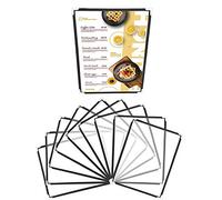Belle Vous A5 Menu Covers (10 Pack) - Single Page Double View American Style Menu Holders - Black Trim with Clear View Menu Covers with Corner Protectors - For Restaurants, Bars, Cafes, Food & Drink