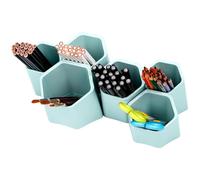 BELLE VOUS Adjustable Combination Pen/Pencil Holder - Desktop or Wall-Mounted Detachable Pencil Cups - 6 Compartment Stationery Storage Organiser for Desk, Classroom, Office, Home or Makeup Brushes