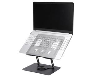 BELLE VOUS Adjustable Laptop Stand for Desk - 360° Rotating Base, Foldable Laptop Riser with Cooling Pads - Ergonomic Portable & Compatible with all Laptop/Notebook Holder - (11-17.3 inches) - Black