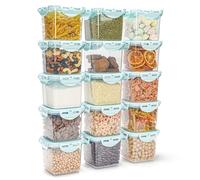 BELLE VOUS Airtight Stackable Plastic Food Storage Containers with Lids (15 Pack) - 650ml Leakproof, BPA-Free, Microwave-Safe Kitchen Pantry Organisation for Cereal, Pasta, Spaghetti, Flour, Rice