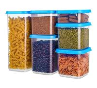 BELLE VOUS Airtight Stackable Plastic Food Storage Containers with Lids (6 Pack) - 300-1800ml Leakproof, BPA-Free & Microwave-Safe, Kitchen Pantry Organisation for Cereal, Pasta, Spaghetti, Flour