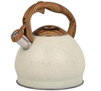 Belle Vous Beige Texture Whistling Tea Kettle - 3L Tea Pot for Stovetop/Induction Hob - Stainless Steel Hot Water Camping Kettle Teapot for Tea/Coffee