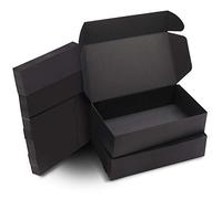 BELLE VOUS Black Kraft Gift Boxes (20 Pack) - 19 x 11 x 4.5cm (7.5" x 4.3" x 1.78") - Easy Assemble Rectangle Presentation Favour Present Box - Parties Birthdays Weddings Holidays