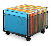 Belle Vous Black Metal Mesh A4 Suspension File Frame with Wheels - Desktop Hanging File Folder Organiser Storage Rack for Office/Home - Holds 80 Files