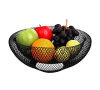 BELLE VOUS Black Metal Wire Fruit Basket - 24cm / 9.45 inch - Decorative Storage Holder Bowl for Fruit, Vegetables & Bread - for Kitchens, Homes, Table Decor Centrepieces and Countertops