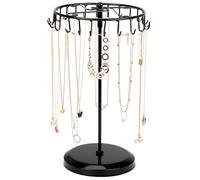 BELLE VOUS Black Rotating Jewellery Stand - Jewellery Display Stand for Necklace Storage/Earring Storage - Necklace Stand Jewellery Holder Tower Rack