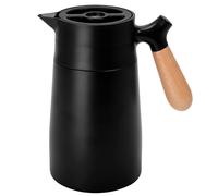 Belle Vous Black Stainless Steel Coffee Carafe with Wooden Handle - 1.6L/54oz Thermal Double-Walled Drinks Jug - Vacuum Insulated Dispenser Pot for Keeping Coffee, Tea, Water & Beverages Hot or Cold