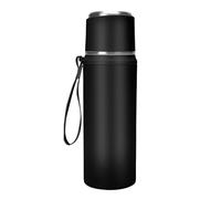 Belle Vous Black Stainless Steel Insulated Flask Bottle - 800ml/27oz Double Walled & Vacuum Insulated Travel Mug with Cup Lid - Reusable Metal BPA-Free/Leakproof Water Bottle for Hot and Cold Drinks