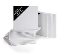 Belle Vous Blank Canvas (24 Pack) - 10 x 10cm (4 x 4 inches) - Pre Stretched Canvas Panel Boards - Suitable for Acrylic and Oil Painting Also for