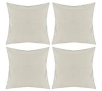 BELLE VOUS Blank Sublimation Pillow/Throw Cases (4 Pack) - 45 x 45cm / 17.72 x 17.72 inches - Cream Polyester Cushion Covers with Invisible Zippers for DIY Press Printing/Heat Transfer and Sofa Decor