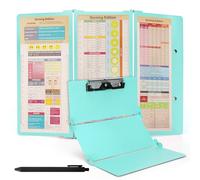 Belle Vous Blue Foldable Nursing Clipboard with 3 Layers - Aluminum Folding Clipboard with Medical Edition Cheat Sheets for Students, Nurses & Doctors